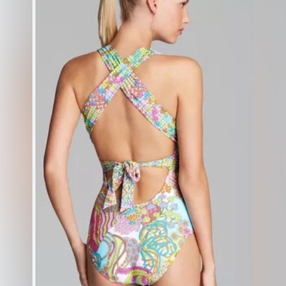 Anthropologie Trina Turk "Coral Reef" one-piece swimsuit.Stunning Colors Size 8 - Picture 3 of 3